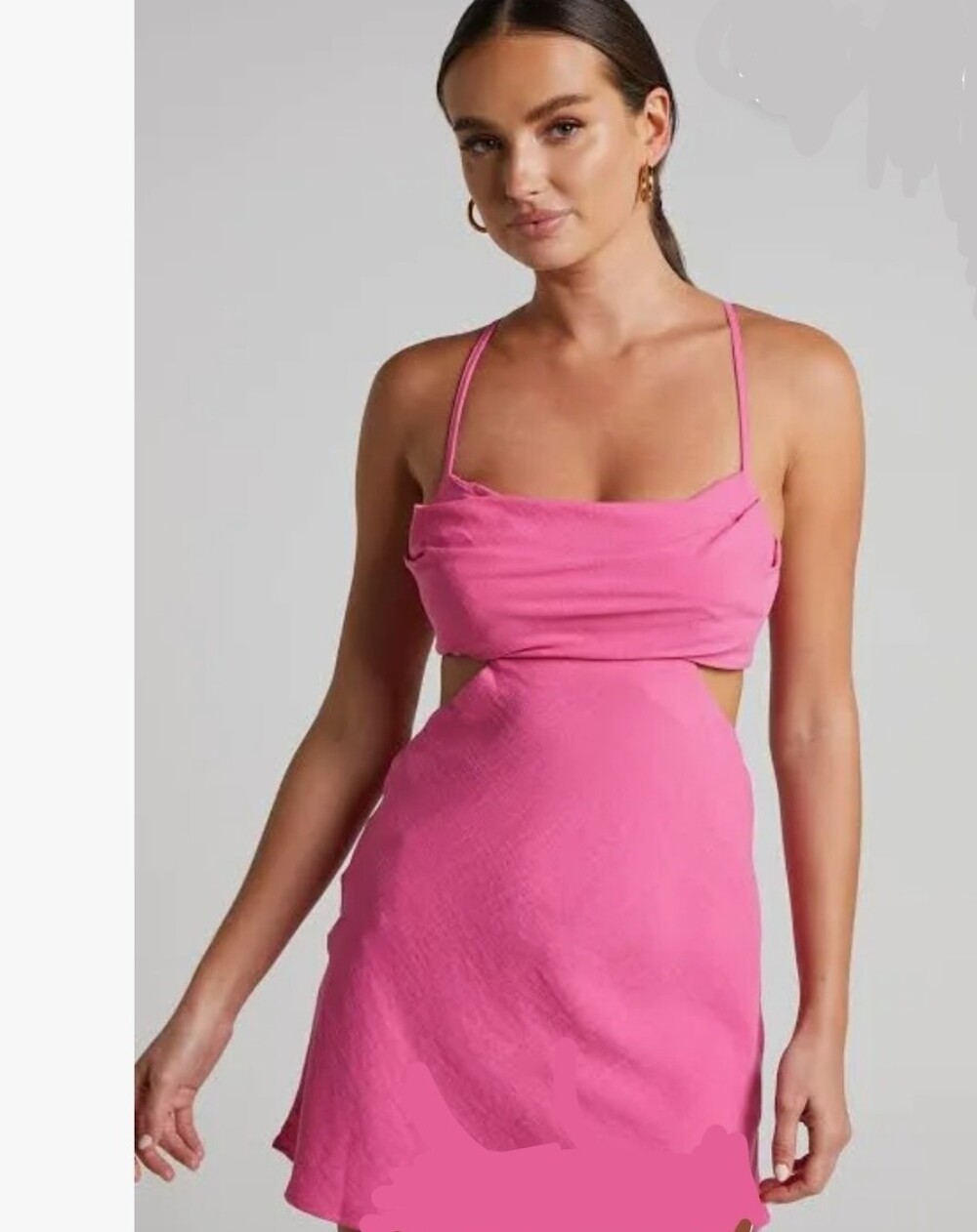 Showpo Hot Pink Mayson Cowl Neck Slip Dress with Side Cut Outs. Sz 8